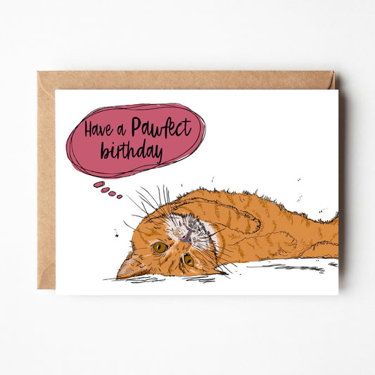 Ginger cat birthday card