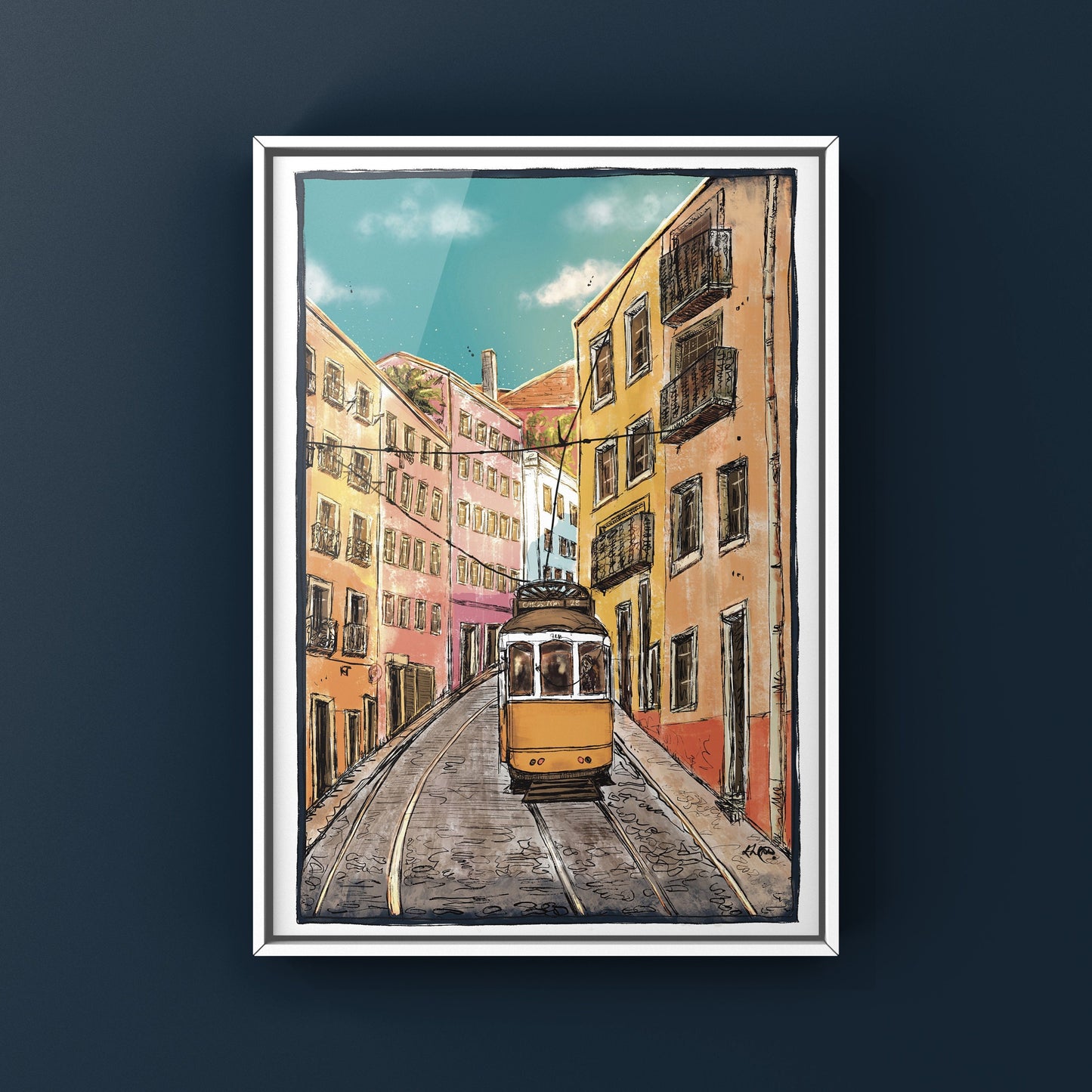 Lisbon Tram Gold Leaf Print