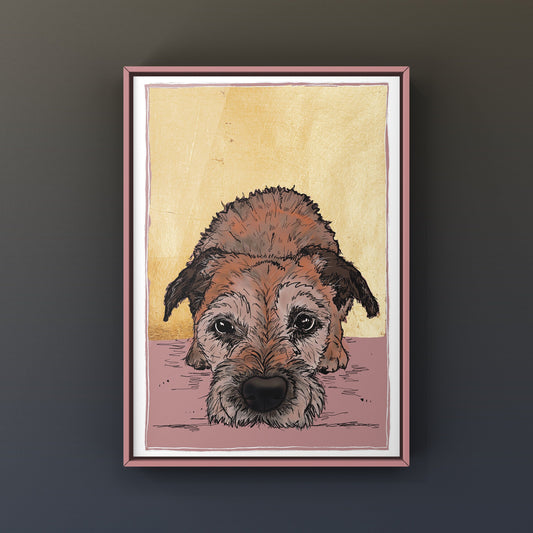 Border Terrier Gold Leaf Print