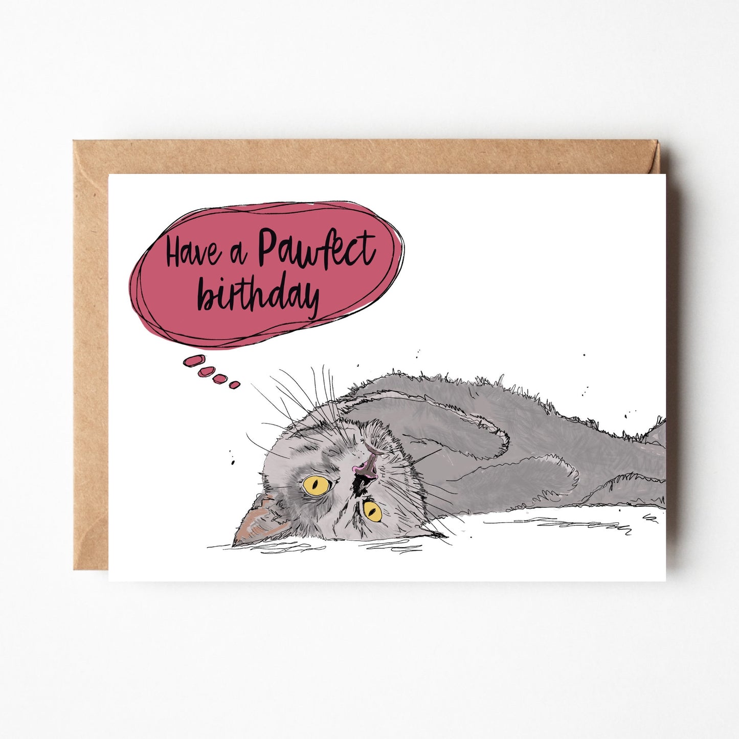 Blue/Grey cat birthday card