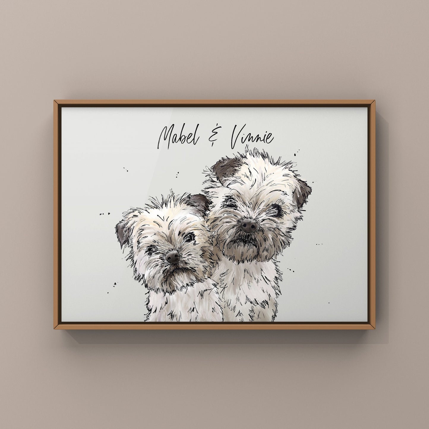 Personalised original pet portrait & card combination